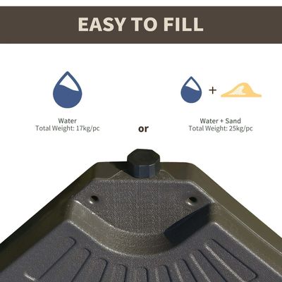 Outdoor Furniture AJUNION 4 PCs Portable Round Parasol Base with Filled Sand or Water