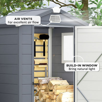 Sustainable AJUNION Waterproof Plastic Garden Shed with Aluminum Frame and Tools House