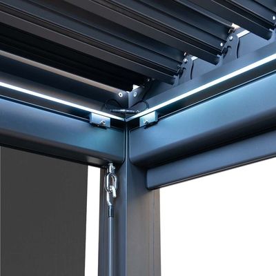 Outdoor Aluminum Bioclimatic Canopy AJUNION Waterproof Louver Garden Pergolas Bridge