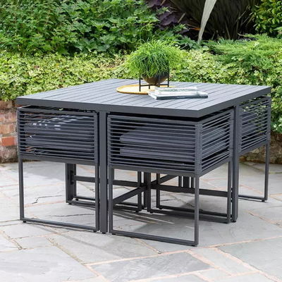 Aluminum Rope Handcrafted Garden Dining Furniture Set for Outdoor Space Saving Design