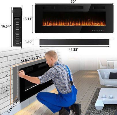 Wall Mounted Electric Fireplace 12 Flame Color Options and Remote Control Included