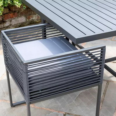 Aluminum Rope Handcrafted Garden Dining Furniture Set for Outdoor Space Saving Design