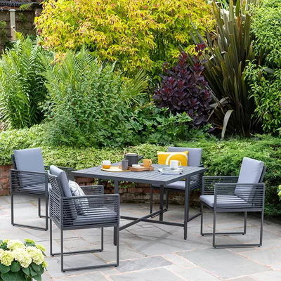 Aluminum Rope Handcrafted Garden Dining Furniture Set for Outdoor Space Saving Design