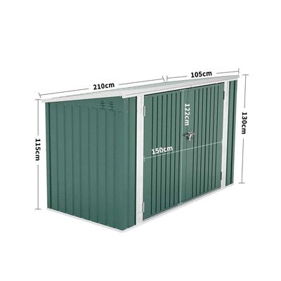 Countyard Storage Shed AJUNION 7ft Steel Metal Bike Shed with Lockable Door and Air vent