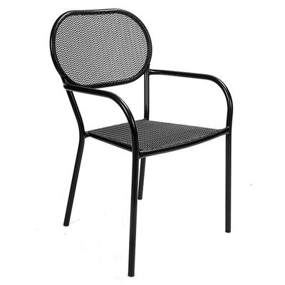 Outdoor Bistro Cafe Garden Courtyard Patio Metal Iron Round Tables And Chair Set with Umbrella Hole in Modern Design