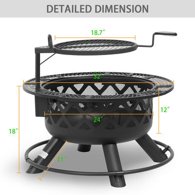 Outdoor Garden AJUNION Removable Cooking Grill 27 Pounds Outdoor Wood Burning Fire Pit