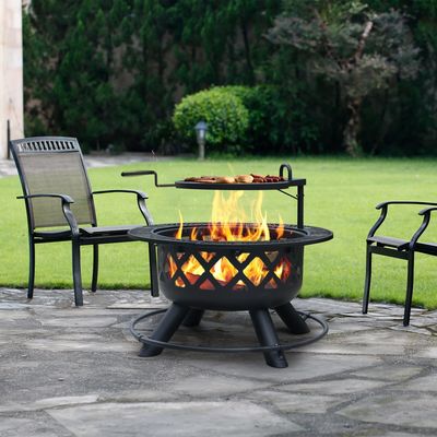 Outdoor Garden AJUNION Removable Cooking Grill 27 Pounds Outdoor Wood Burning Fire Pit