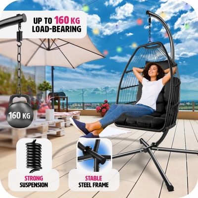 Foldable Hanging Chair for Living Room Mail Packing Included AJUNION Patio Swing Chair
