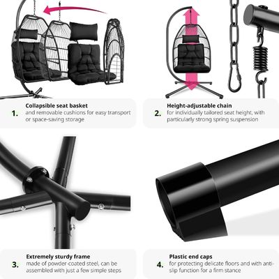 Foldable Hanging Chair for Living Room Mail Packing Included AJUNION Patio Swing Chair