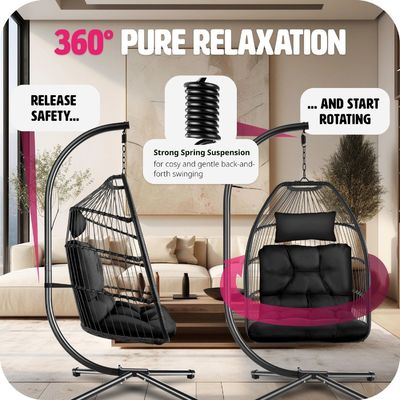 Foldable Hanging Chair for Living Room Mail Packing Included AJUNION Patio Swing Chair