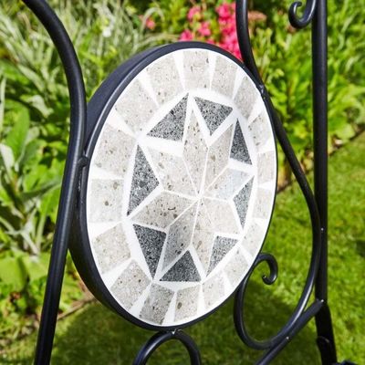 Park Foldable Metal Table and Chair Set for Garden Backyard Antique Mosaic Bistro Set