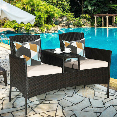 Outdoor Garden Cafe Camping Patio Courtyard Chair Party PE Rattan Wicker Loveseat Set
