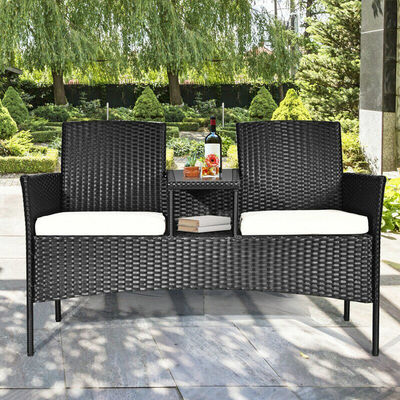 Outdoor Garden Cafe Camping Patio Courtyard Chair Party PE Rattan Wicker Loveseat Set