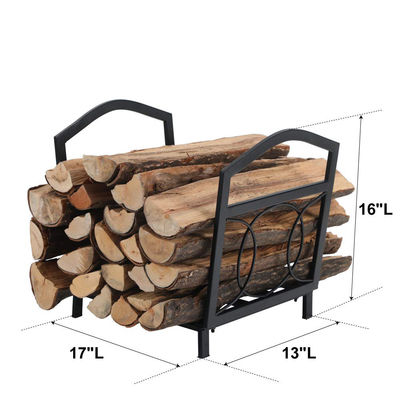 17"L X 13"W X 16"H Small Firewood Log Holder Outdoor Steel Wood Storage Fireplace
