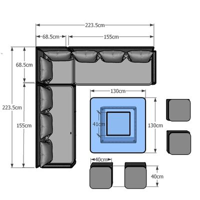 Fire-Pit Dining Table Size L130xW130xH60cm 11 Seater Corner Sofa Patio Furniture Set