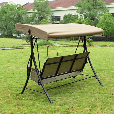 Outdoor Courtyard Garden Leisure Brown Hanging Lounge Chair with Adjustable Canopy