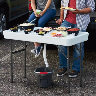 Portable Folding Table for Party Hotel Camping Square HDPE Plastic Metal Chill Ice Cooler