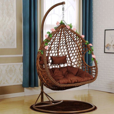 Outdoor Balcony Courtyard Garden Patio Pe Rattan Wicker Egg Swing Chair with Stand