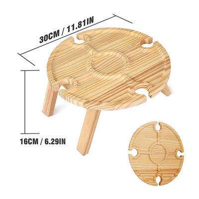 Wooden Portable Folding Round Tray Table for Outdoor Camping Beach Travel and Picnics