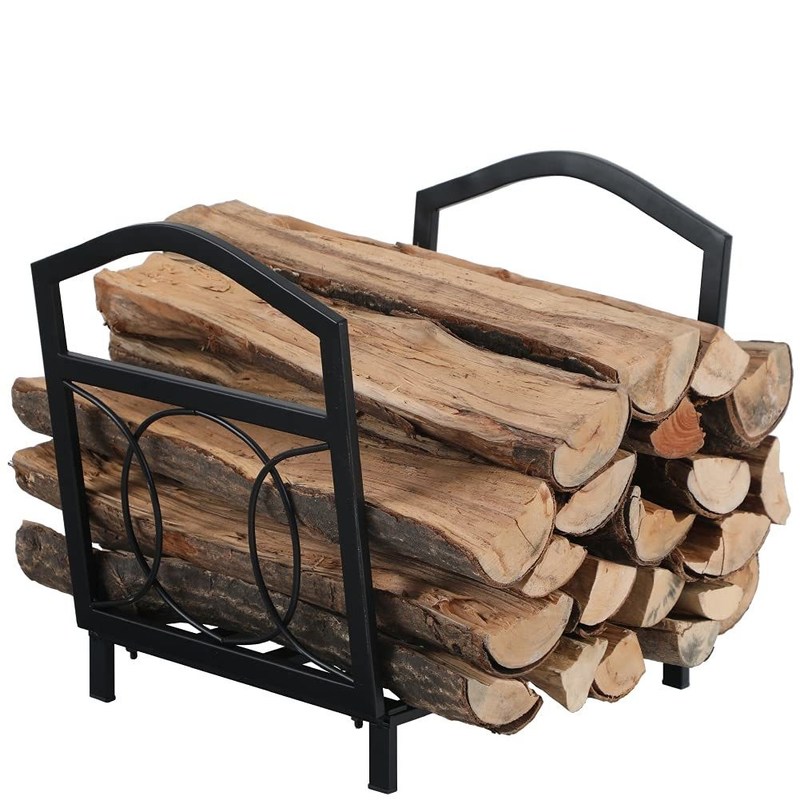 17"L X 13"W X 16"H Small Firewood Log Holder Outdoor Steel Wood Storage Fireplace