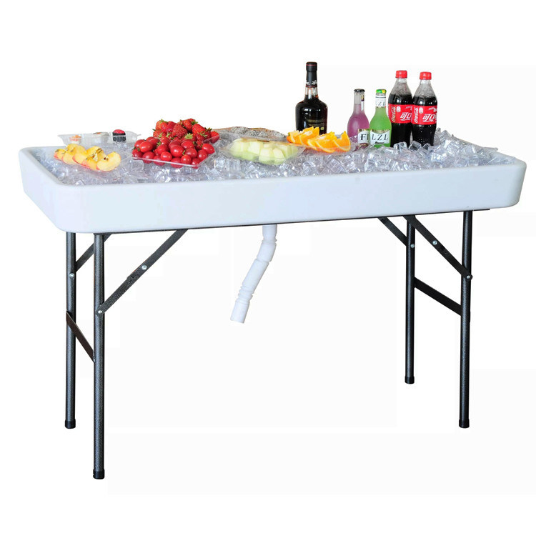 Portable Folding Table for Party Hotel Camping Square HDPE Plastic Metal Chill Ice Cooler