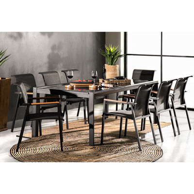 Outdoor 8 Seater Extendable Dining Table Set with Armchair in Modern Luxury Design