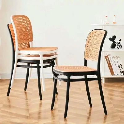 Nordic Stackable PP Plastic Rattan Dinner Chair for Outdoor Garden Cafe Restaurant