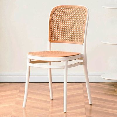 Nordic Stackable PP Plastic Rattan Dinner Chair for Outdoor Garden Cafe Restaurant