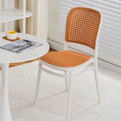 Nordic Stackable PP Plastic Rattan Dinner Chair for Outdoor Garden Cafe Restaurant