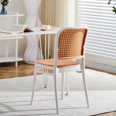 Nordic Stackable PP Plastic Rattan Dinner Chair for Outdoor Garden Cafe Restaurant
