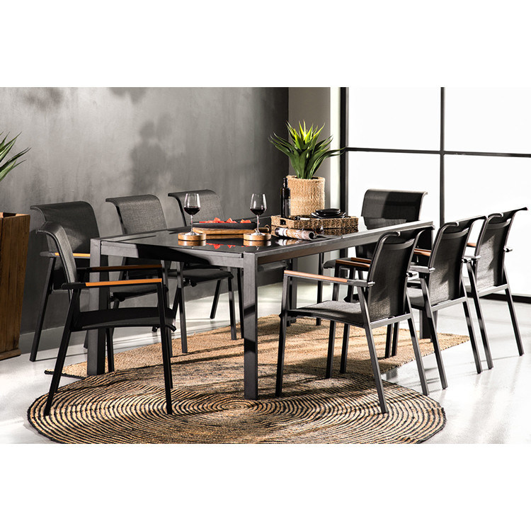 Outdoor 8 Seater Extendable Dining Table Set with Armchair in Modern Luxury Design